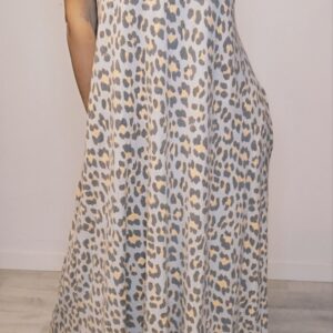 vestido largo animal print naranja